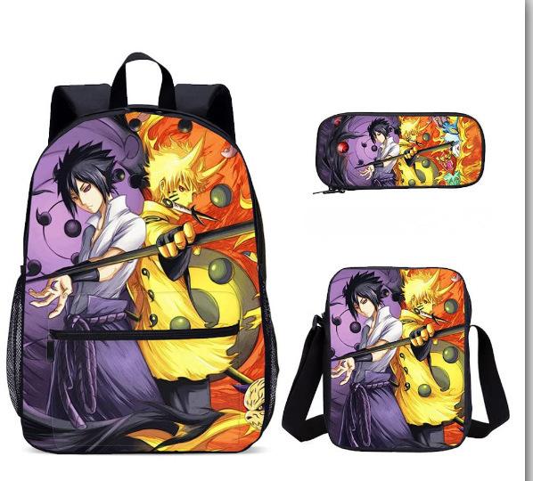 Naruto Naruto Primary And Secondary School Students Three-Piece Set School Bag Children'S Backpack Satchel Pencil Case