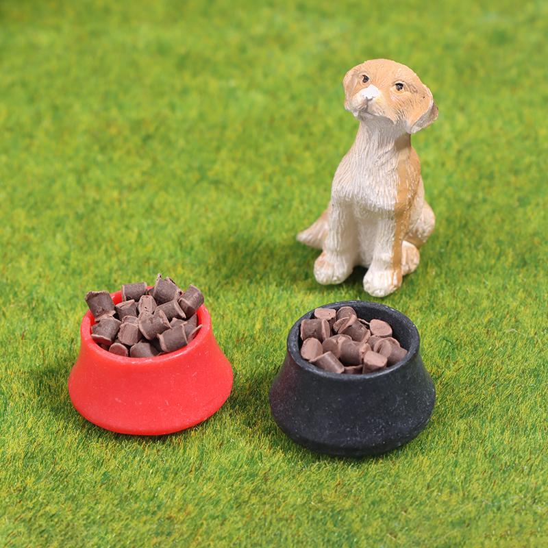 1:12 Dollhouse Miniature Kennel Doghouse Dog Basin Dog Food Furniture Model Decor Toy Doll House Accessories