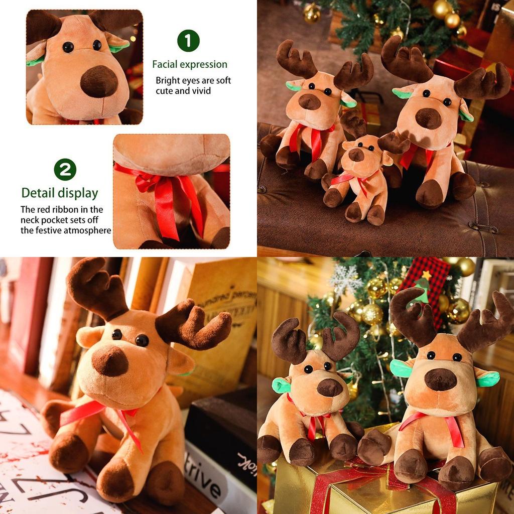 Adorable Christmas Elk Plush Toy Soft And Cuddly Deer Plushie Doll For Festive Decor