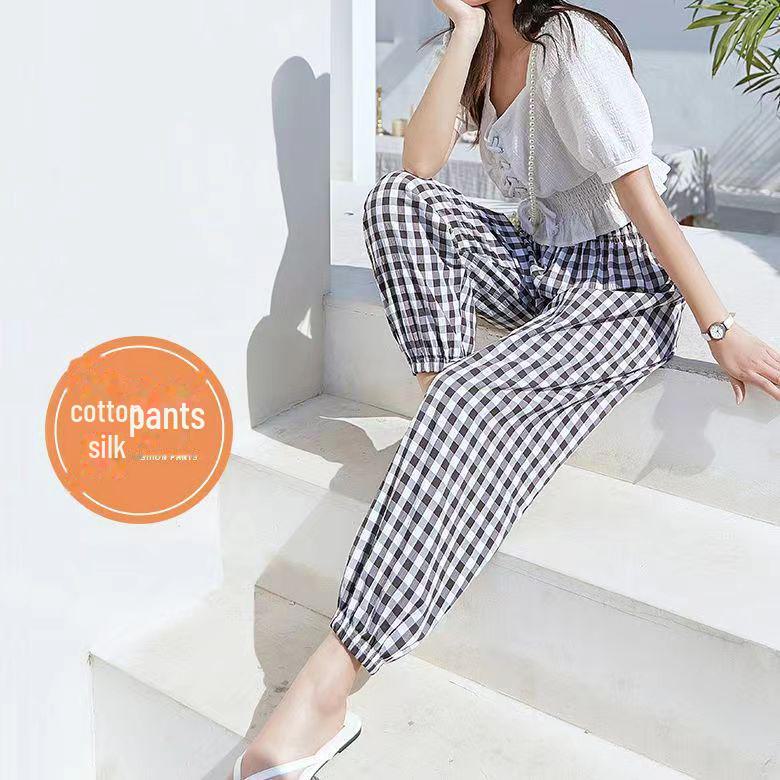 Women's Summmer Pants Drawstring Elastic Waist Beach Bloomers Pajama Pants Capri Pants