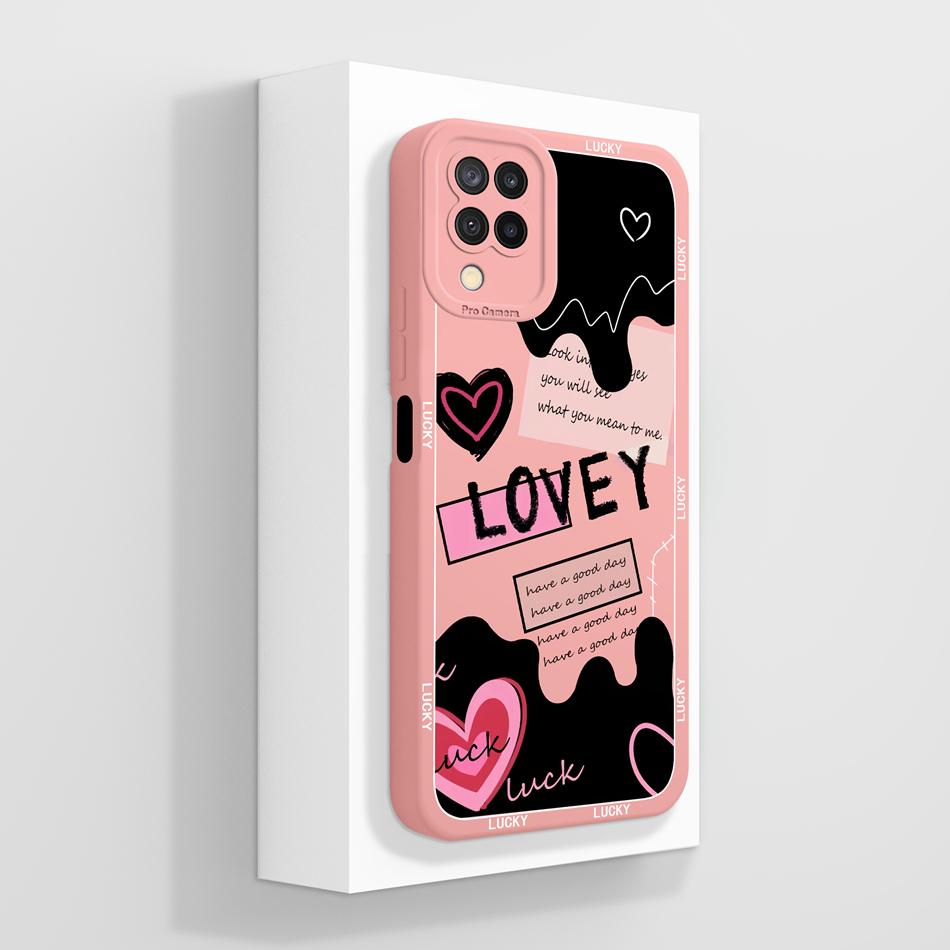 For Samsung Galaxy A12 M12 F12 Case Pretty Butterfly Full Coverage Phone Cover Anti Slip Soft Smooth Liquid Silicone Shell