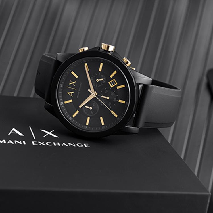 ARMANI EXCHANGEAE ARMANI Wrist Watch Quartz Movement Silicone Strap Black Dial Men's Watches AX7105