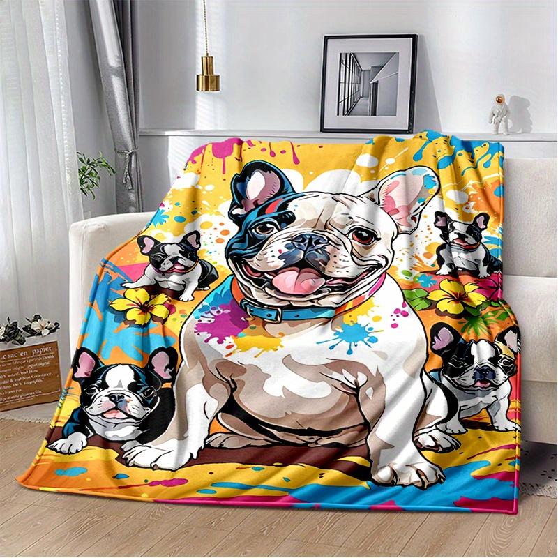 Hawaiian French Bulldog Printed Blanket Is Stylish, Soft and Warm - Perfect for Couches, Couches, Offices, Beds, Camping