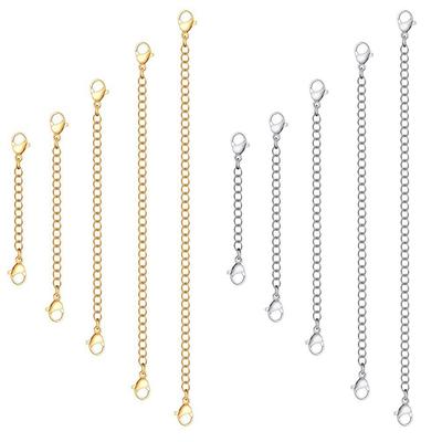 Gold Necklace Extender Chain with Double Lobster Clasp - Multi-Size Adjustable, Handmade DIY Extension.