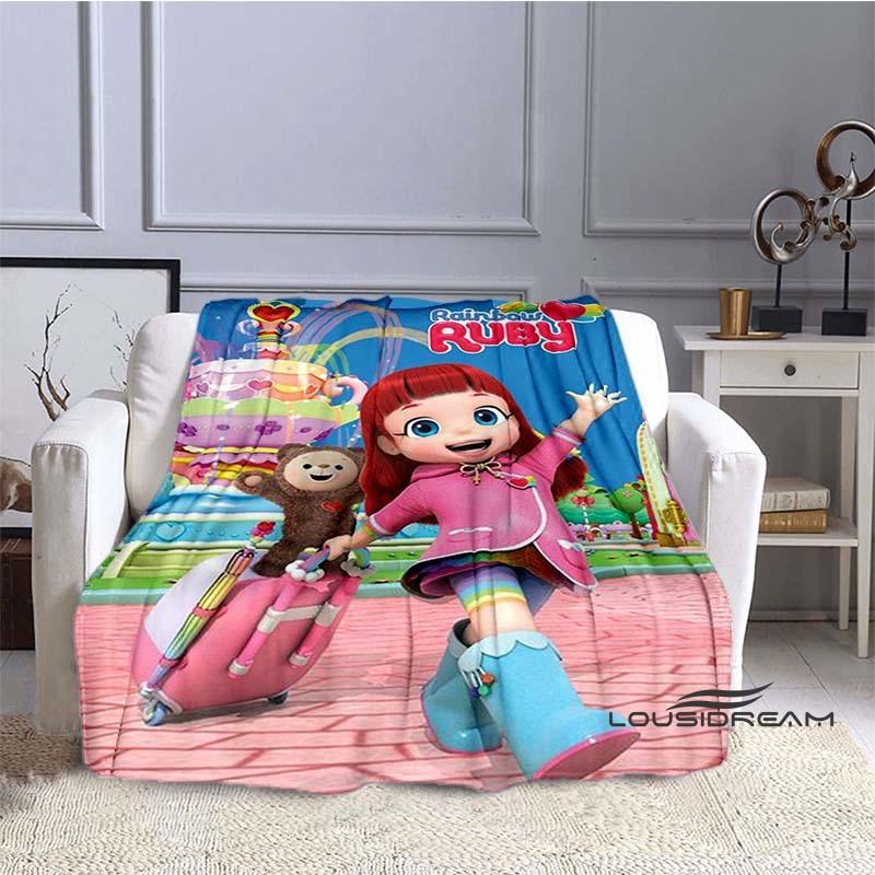 Cartoon Series Rainbow Ruby Children's Blanket Lulu and Bear Cute Blanket Intelligence and Adventure Blanket Photo A-1