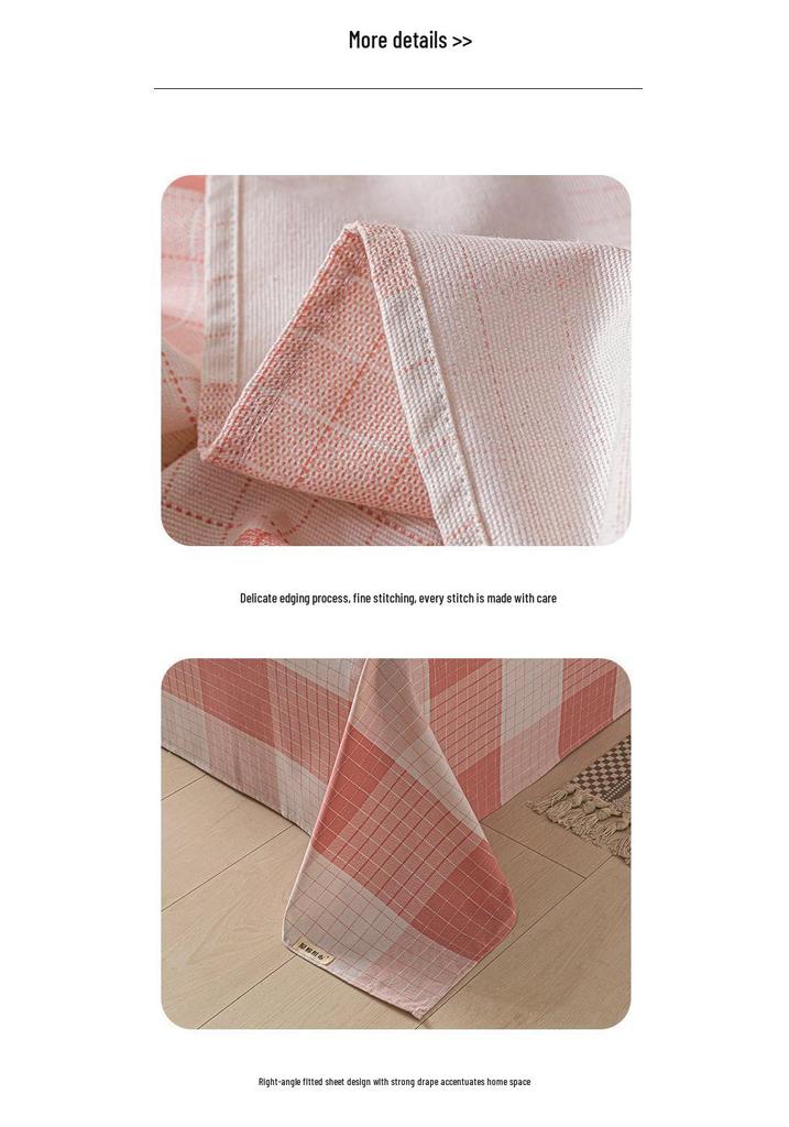 Striped Coarse Cloth Bed Sheet Set: Washable, Skin-Friendly, Cool Mat for Home & Dorm. Available In Single/Double Three-Piece Set.