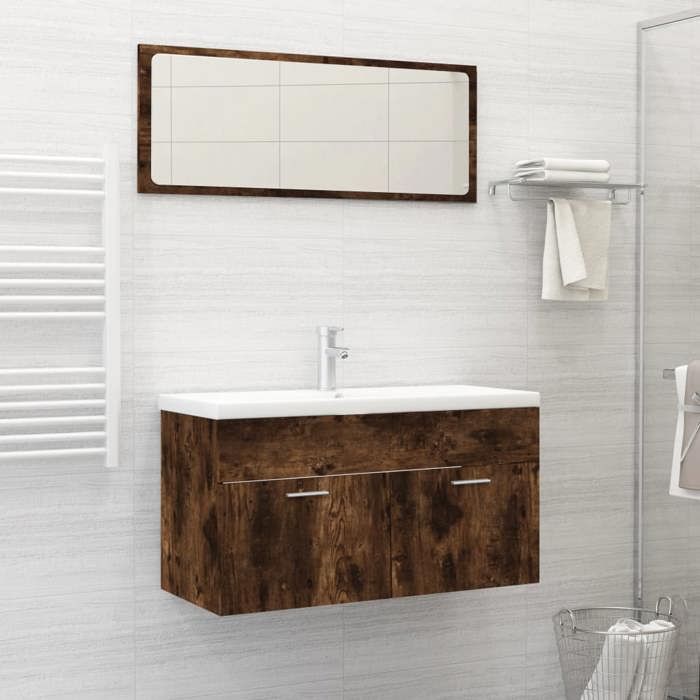 VidaXL Ensemble De Meubles De Salle De Bain 2 Pcs Chêne Fumé 826623