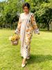 Plus Size Women's Printed Long Sleeve V-Neck Holiday Dress – European & American Style