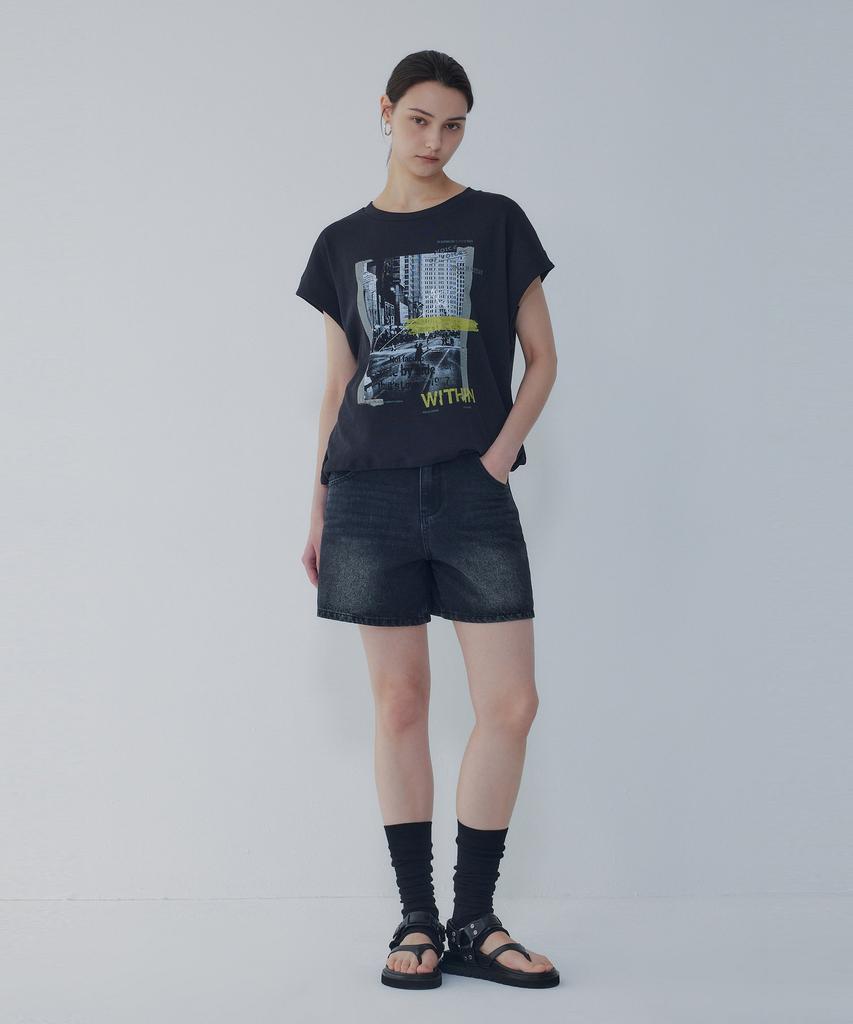 Bobeu Vintage Washed Denim Shorts_Black 7156255004