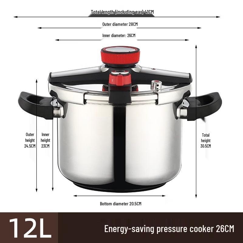 OLOEY 12L 304 Stainless Steel Pressure Cooker