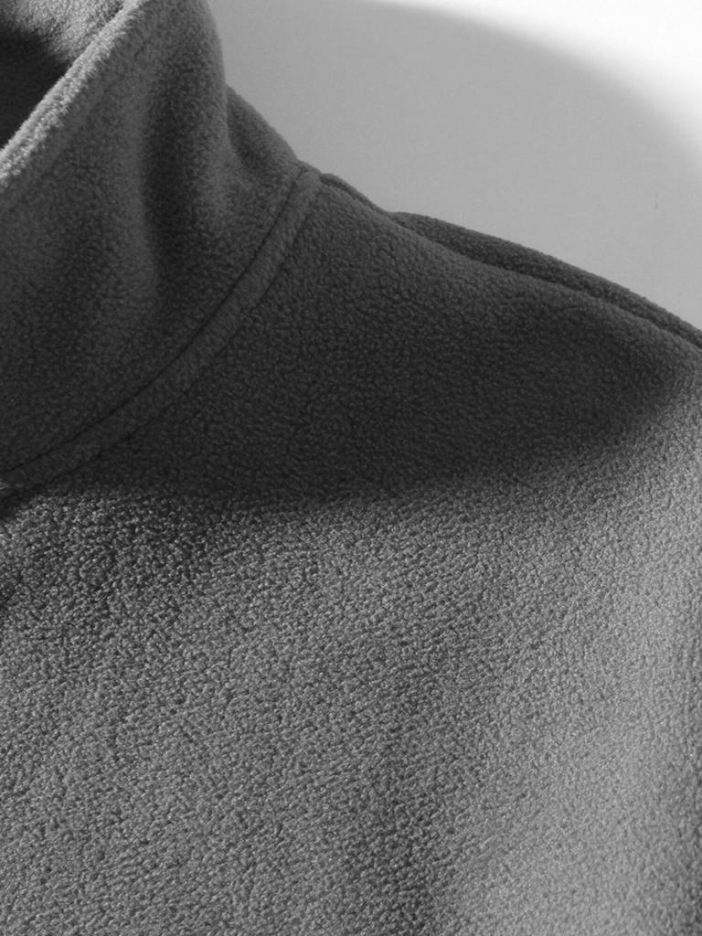 Men's Solid Color Stand Collar Zipper Hoodie Jacket - Outdoor Casual Streetwear