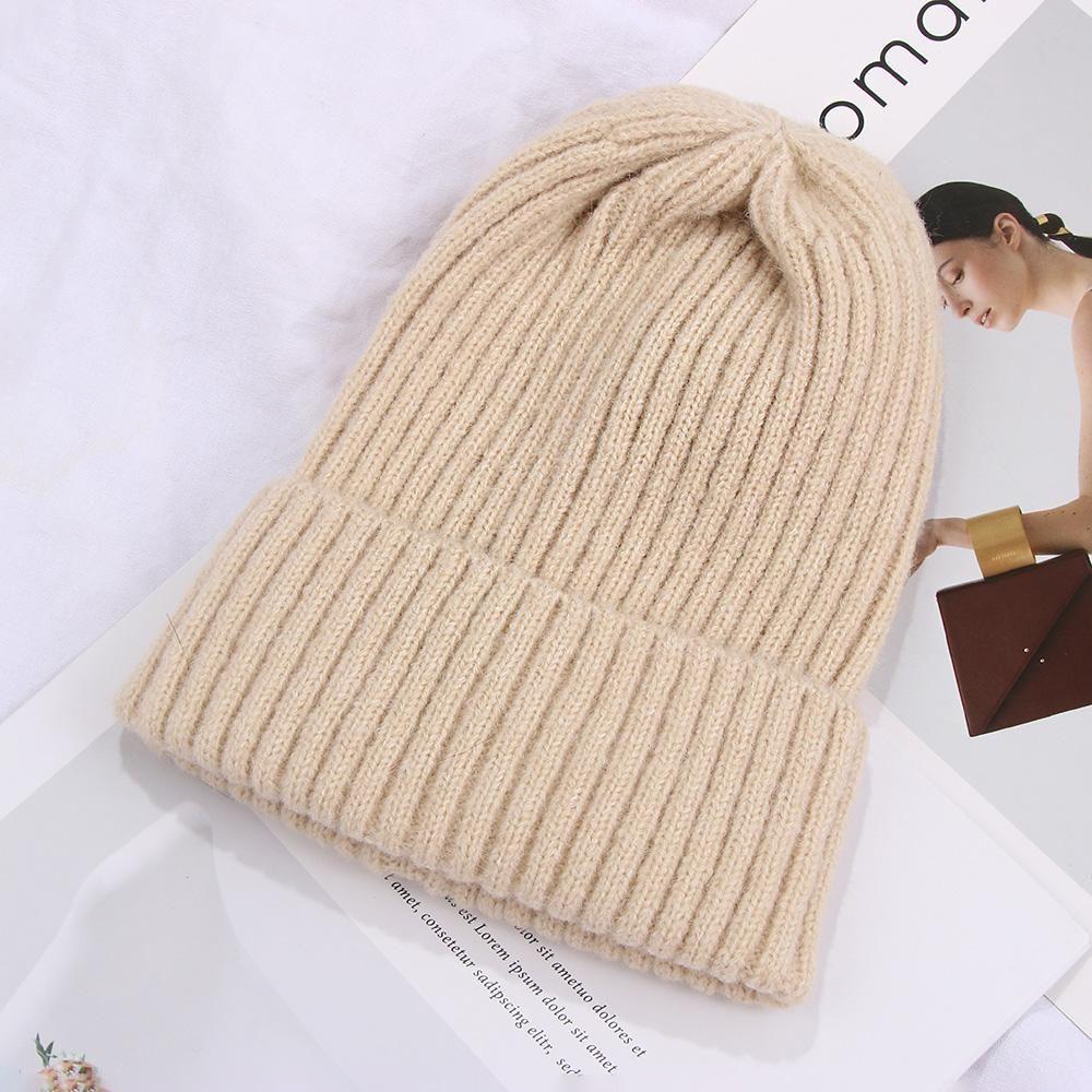 Neue Mode Verdicken Warm Weich Lässige Mütze Wolle Strickmützen Hedging Cap Skimütze