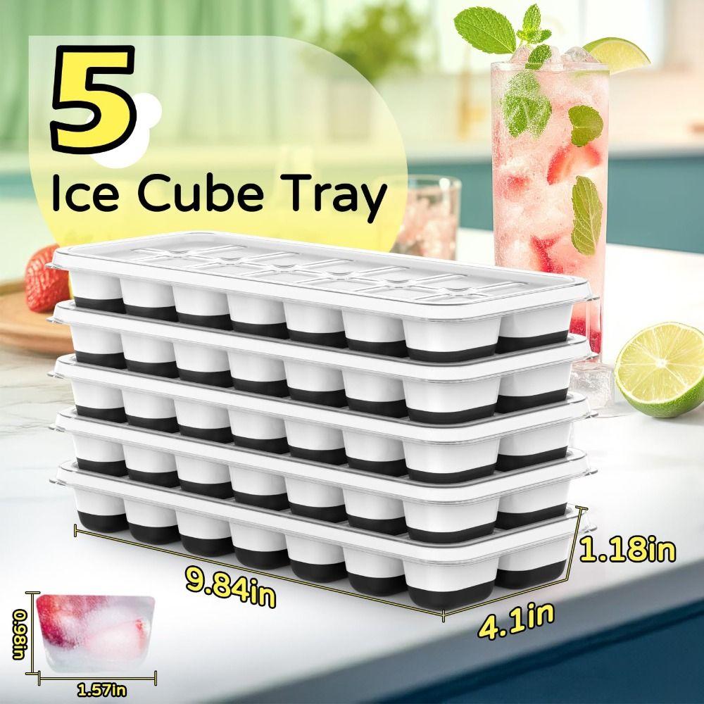 5PCS with Lid Ice Cube Tray Reusable Ice Maker Molds Durable Ice Cube Mold  Coffee