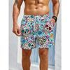 Summer Men's Flower Skull 3D Printed Beach Shorts Fashion Versatile Comfortable Vacation Wind