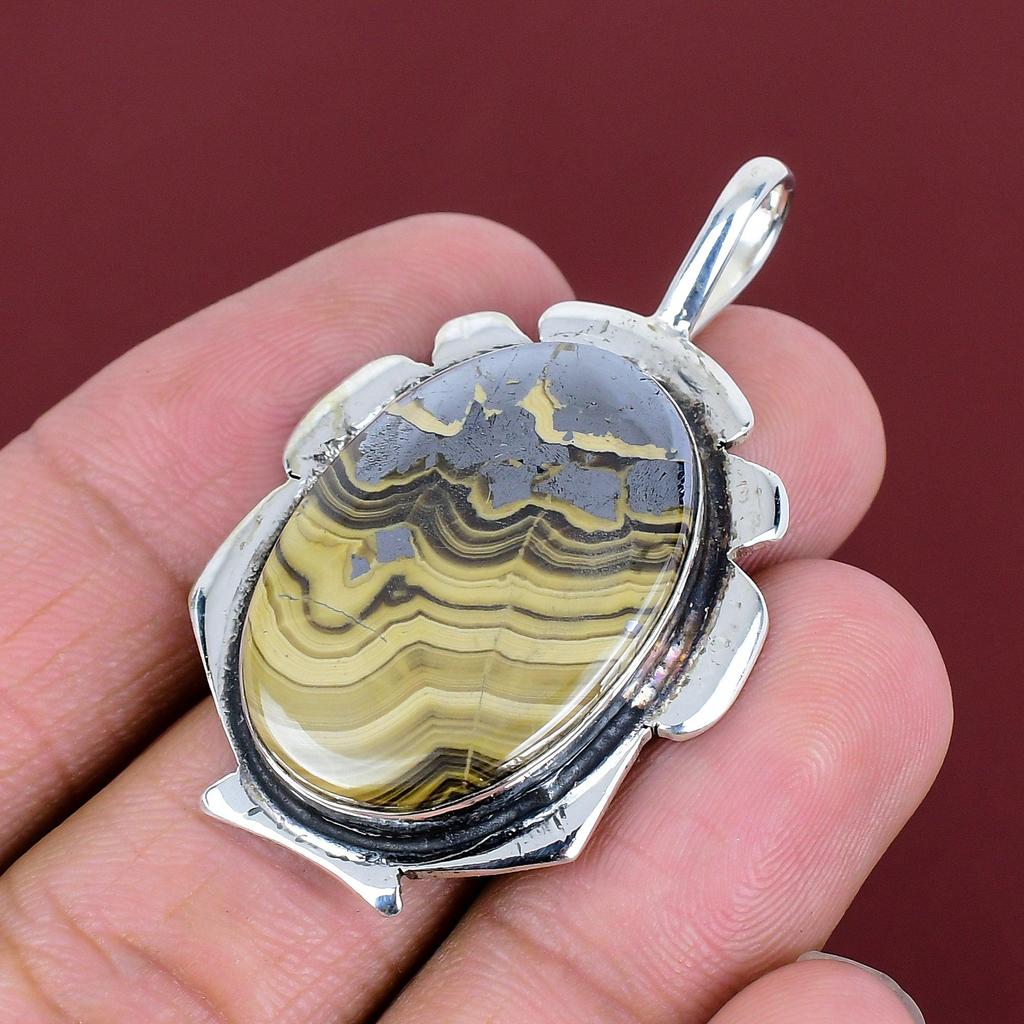 Schalenblende Pendant Latest Design Pendant Wonderful Gemstone Jewelry 925 Sterling Silver Pendant Handmade Pendant Silver Jewelry for Gifts