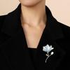 Magnolia Flower Brooch Zinc Alloy Faux Pearl Flower Lapel Pin Sweater Cardigan Coat Business Suit Decoration Men Women Clothing Accessories
