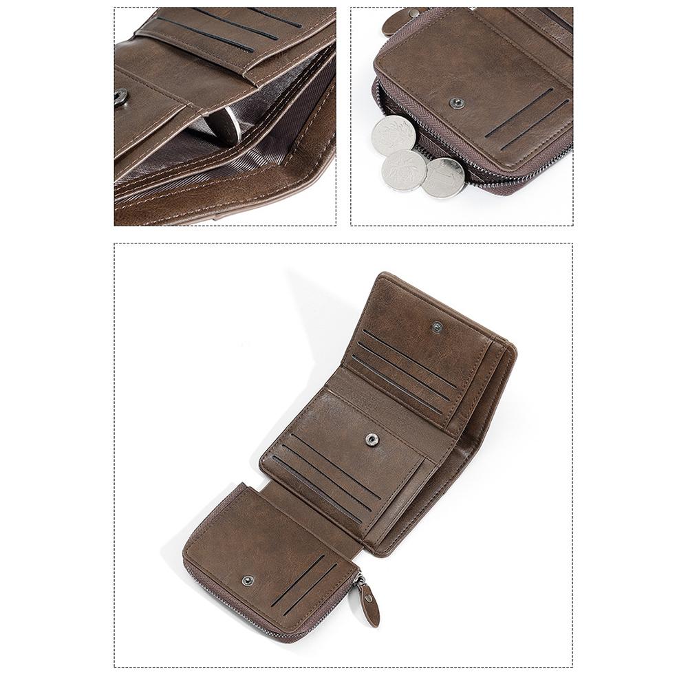 Retro Casual Herren Geldbörse Kurz Reißverschluss Mehrere Kartenfächer Münzgeldbörse Multifunktions-Kartenhalter Geldbörse Herren