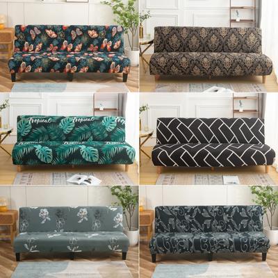 Armlose Futon-Schonbezüge, Stretch-Sofabezug mit elastischer Unterseite, bedruckter, angepasster Sofabezug