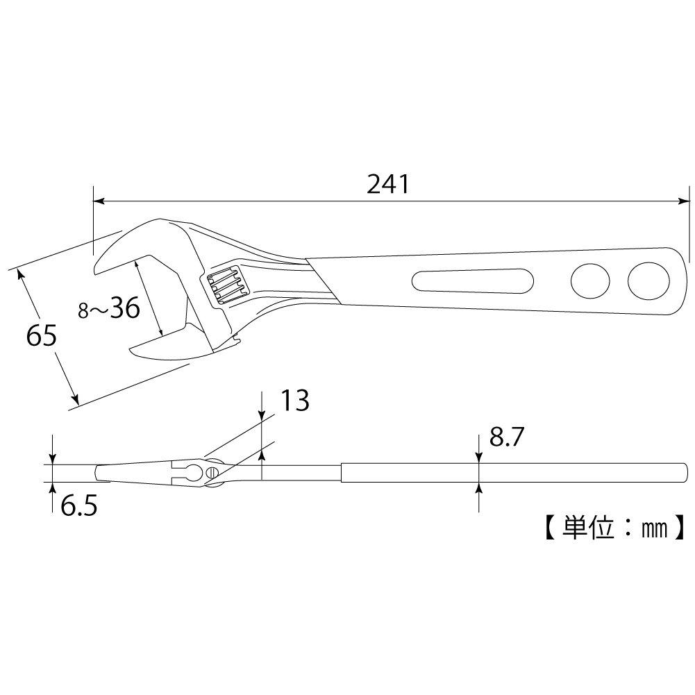 TOP Industrial Wide Adjustable Eco with Vinyl Opening Made In Japan (TOP) Wrench, Wide, Grip, 8-36mm, HY-36G, Tsubame-Sanjo,
