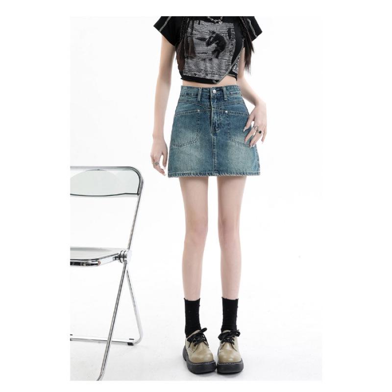 

Преппи Джинсовая Мини-юбка А-силуэта с высокой талией - Стильная, Стройнящая, Дизайн против просвечивания для Женщин XL