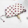 Retro Polka Dot Dual-Use Folding Umbrella: Windproof, Sturdy, Automatic Sunshade for Women