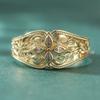 Vintage Exquisite Hand Carved Hollowed Flower Shaped Ring for Women Elegant Classic Banquet Festival Golden Jewelry Accessories