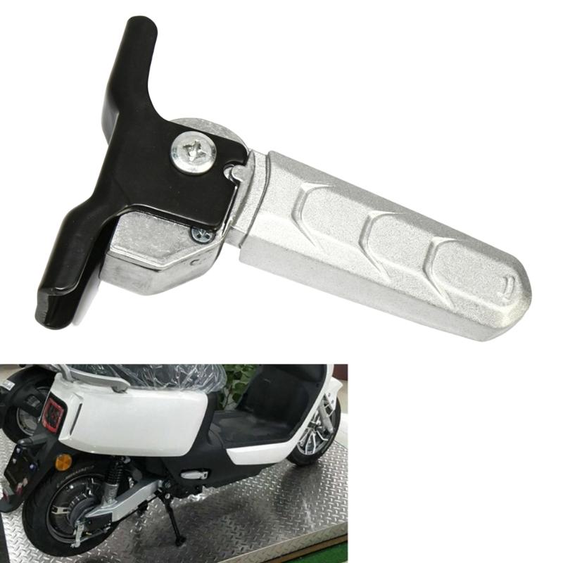 Rear Seat Step Rest for Electric Bikes, Metal Footrest Pair with Grooved Contact Area and Swing-Back Base for Daily Travel Support Use