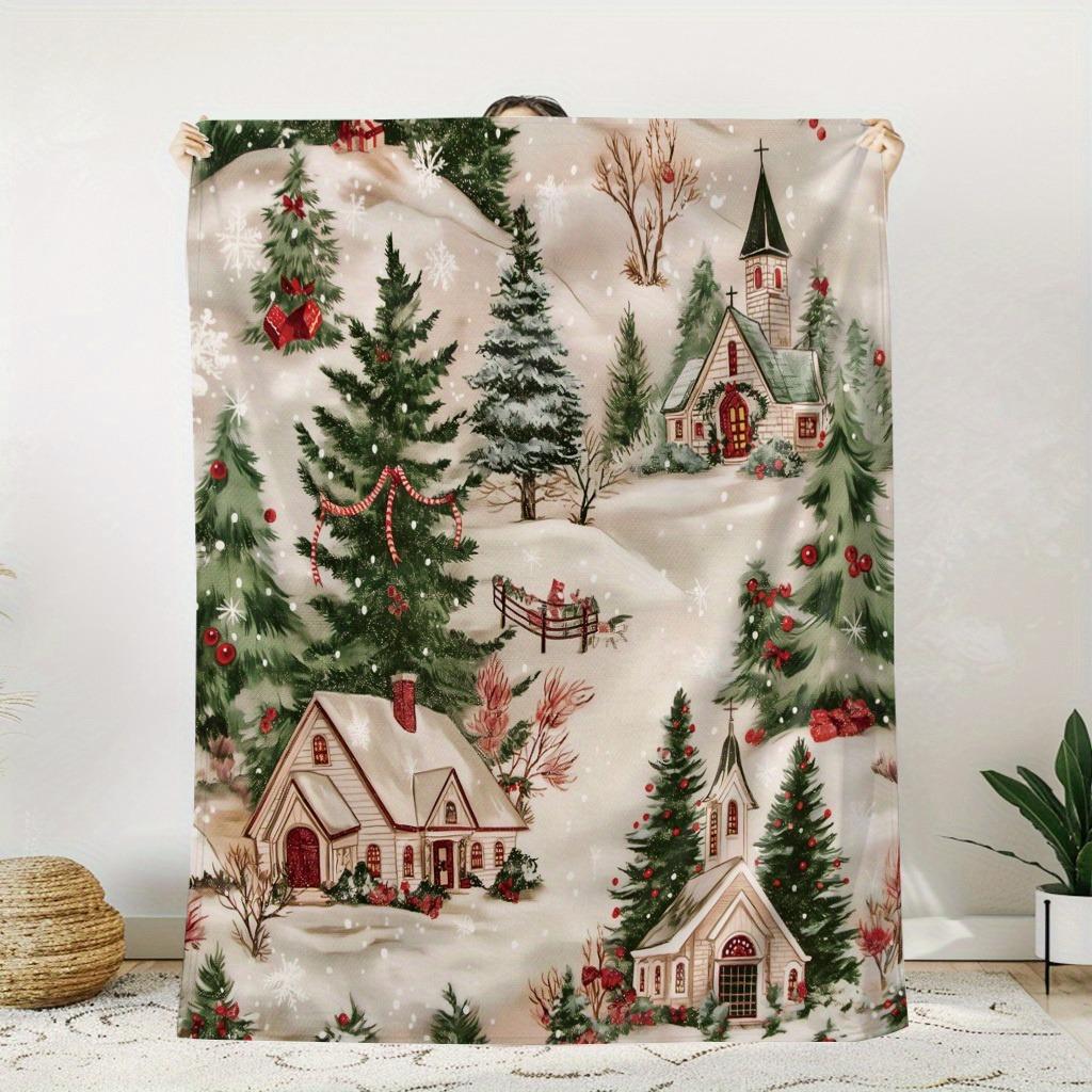 Festliche Weihnachtsbaum-Decke mit Aufdruck Weich und Warm Gedenkwürdig Perfektes Weihnachtsgeschenk für Nickerchen Camping Reisen Autos Büro