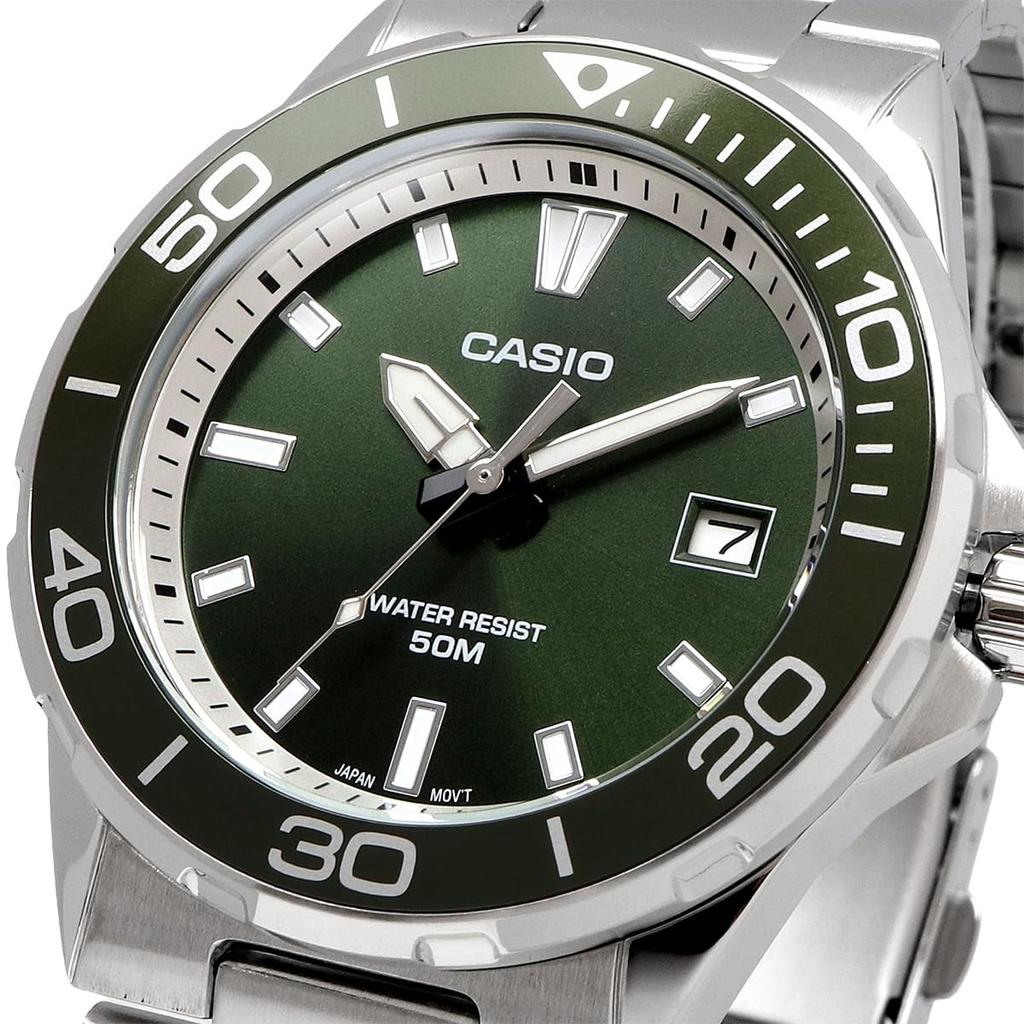 CASIO Analog Quartz Watch Metal Band Moss Green Overseas Model Men's MTD-145D-3AV