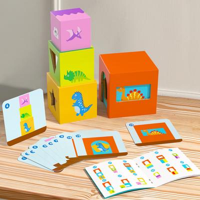 Holzkisten Stapelturm Kind Montesorri Farbe Form Erkennungsspielzeug Lernkarten Zuordnungsspielzeug Frühes Lernen Weihnachtsgeschenk