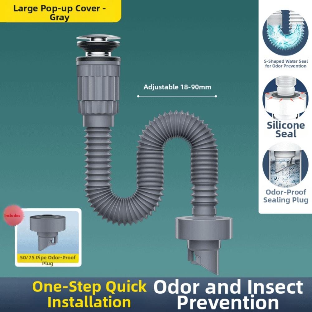 1PC Home Water Pipe 90MM Washbasin Anti- Drainage Pipe From 50mm To 75mm Overflow For Fit High-Temp Resistant Bathroom Parts