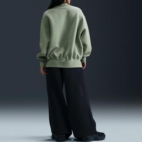 Nike Felpa da donna verde con colletto alto ricamato e maniche lunghe