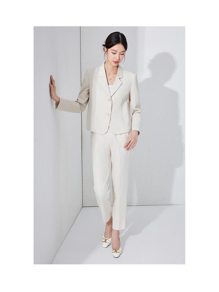 Petite Women's White Short Suit Set: High-End Casual Blazer Jacket for Spring/Autumn 2025