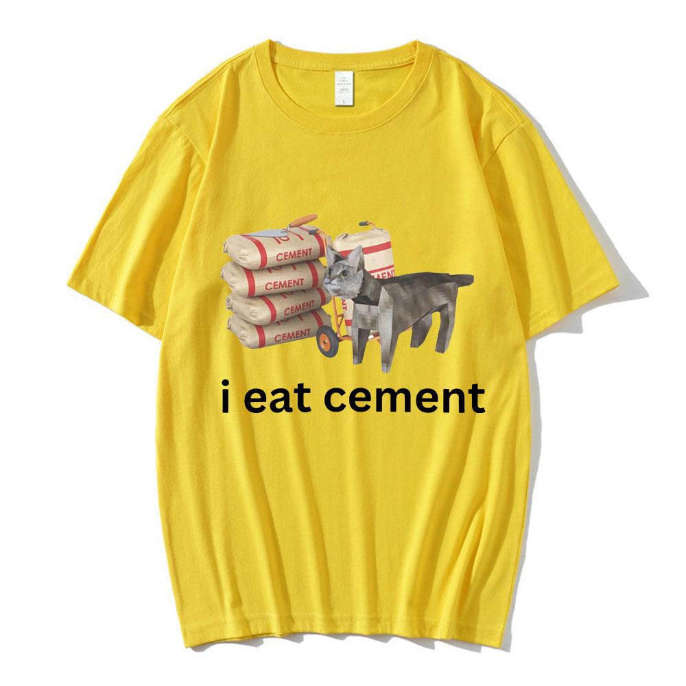 I Eat CeUnisext Low Poly Cat Funny Meme T Shirt Unisex Women Fashion Vintage Short Sleeve T Shirts High Quality Cotton Loose Tshirts