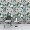 Boho Pink Floral Peel and Stick Wallpaper Self Adhesive Wallpaper Green Leaf Removable Contact Paper for Bathroom Kitchen