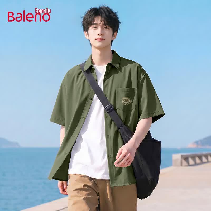Baleno Men's 2026 Washed Short-Sleeve Casual Shirt