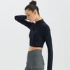 HuiT Rib Zip Crop Long Sleeve T shirT hTwTl3k17T