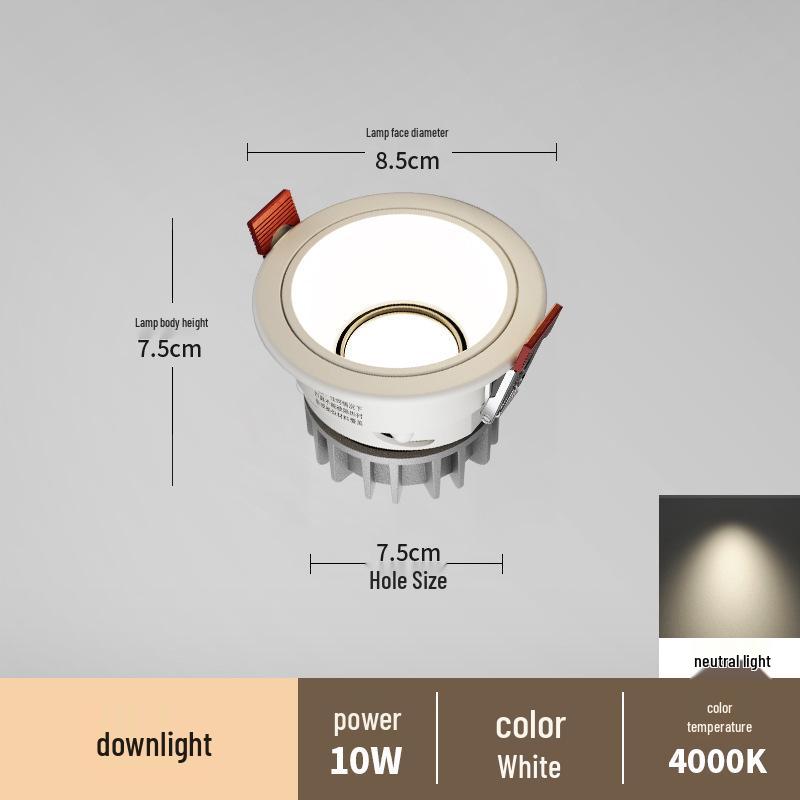 Spot încastrat fără ramă anti-orbire pentru sufragerii și holuri