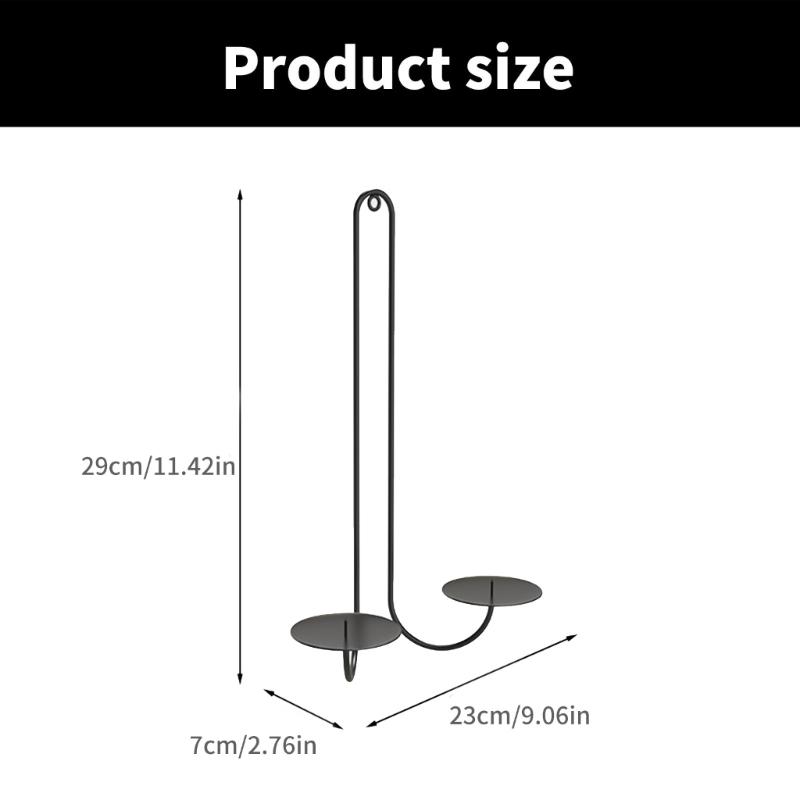 Elegant Black Wall Candle Sconces Decorative Double Armed Wall Hanging Iron Candle Holders for Warm Lighting Home Decors