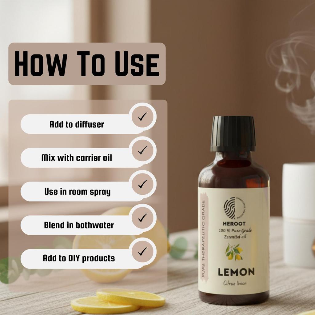 Esenciální olej z citronu – Čistý olej, svěží citrusové aroma, přírodní vůně do difuzéru