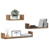 3-Piece wall decoration storage shelf, decorative wall-mounted display rack, artist oak engineered wood