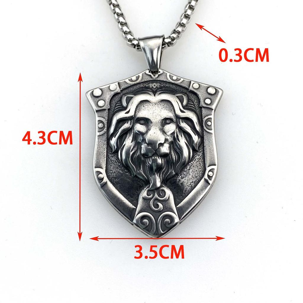 Necklace Lion Shield Men Hip Hop Animal Punk Ins Pendant