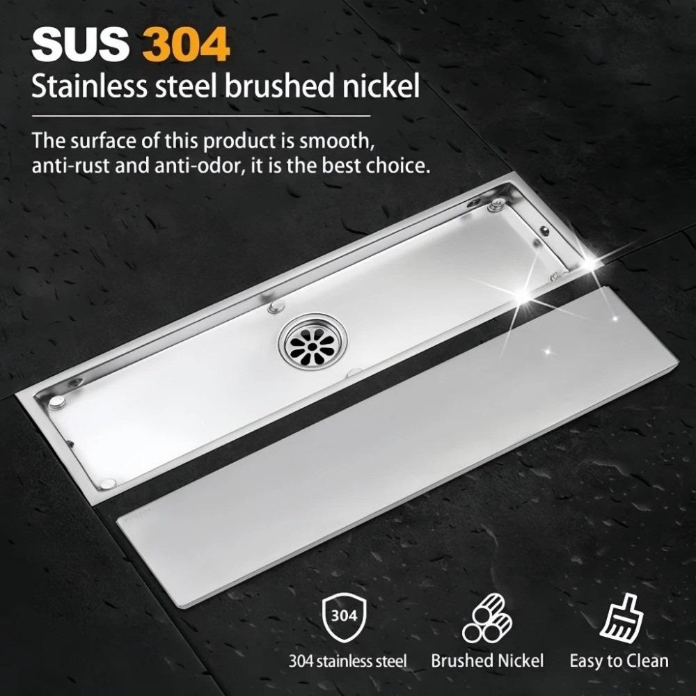 304 Stainless Steel Rectangular Floor Drain Removable Cover Linear Floor Drain Bathroom