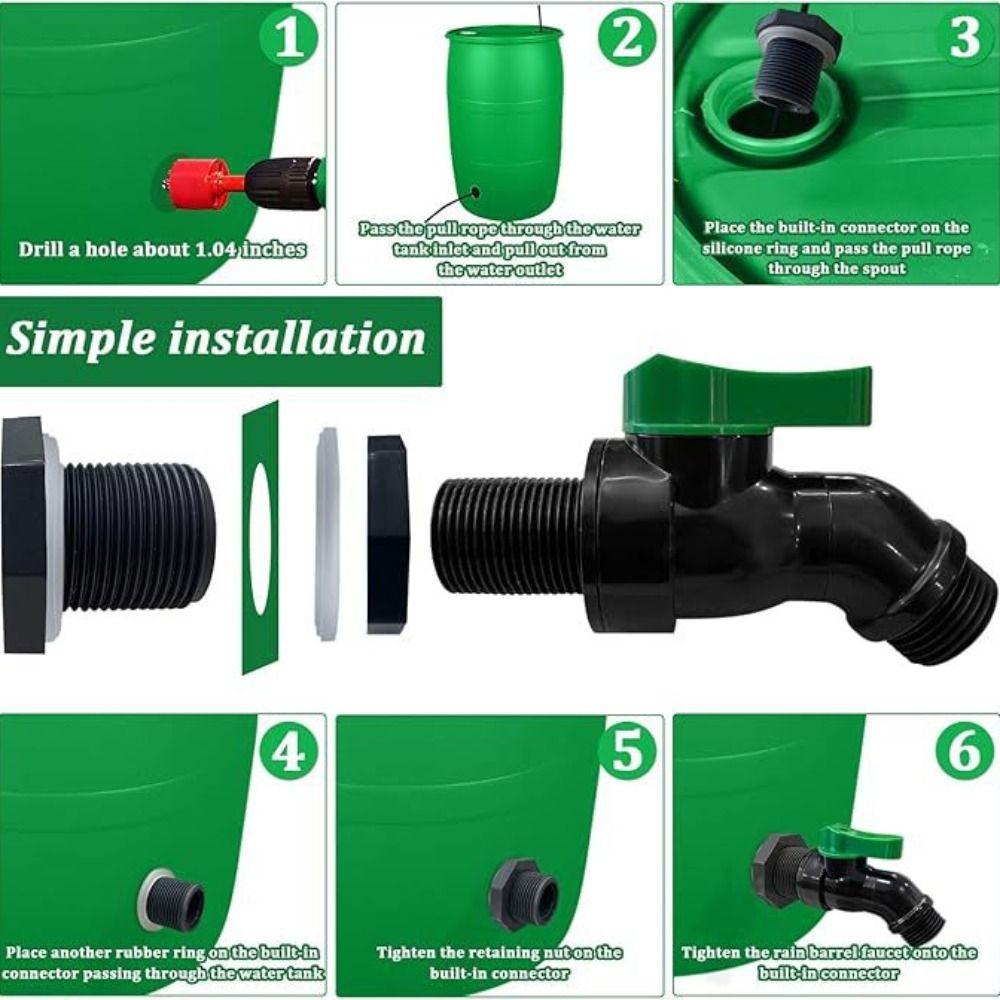 Downspout Collector Rain Barrel Spigot 3/4 GHT Thread Rain Barrel Kit  Outdoor Garden