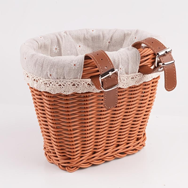 Hand-Woven Bicycle Basket Suitable for Commuter, Balance Bike & Bike Frame - Rustic Bike Basket with Lining, Durable Bike Carrier for Front Wheel Rack