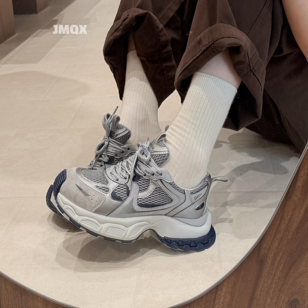 European leather dad shoes women's 2025 autumn and winter new breathable casual shoes versatile non-slip platform sports shoes tide