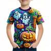 Boys' Clothing, Funny and Terrifying Pumpkin Pattern T-shirt, Boys' and Girls' Halloween Short Sleeved Shirt, Children's Halloween Gift Party T-shirt
