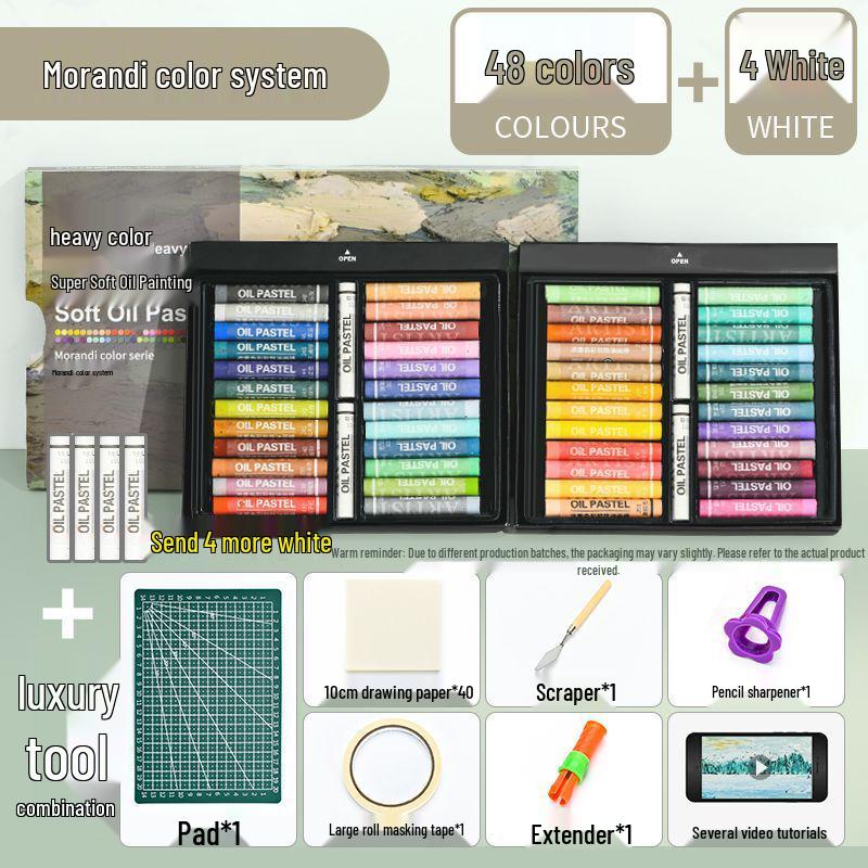 Super Soft Heavy Color Oil Pastel Set - Soft Crayons & Brushes for Oil Painting, Macaron Painting Tool Kit