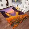 Sunset Landscape Carpet with Orange Flowers and Mountain View Design Suitable for Use As an Anti-slip for Living Room Bedroom Sofas