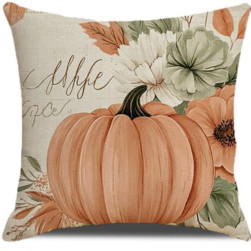 Thanksgiving Harvest Festival Throw Pillow Cover With Floral Pattern For Fall Thanksgiving Decor Living Room Bedroom